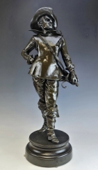 Large Fine 19C French Bronze Statue Edouard Drouot ( 1859-1945 ) La Mousquetaire