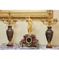 Large Fine 19C French Gilt Patinated Bronze Pair Candelabras Vases image 1