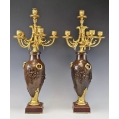 Large Fine 19C French Gilt Patinated Bronze Pair Candelabras Vases image 5
