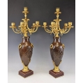 Large Fine 19C French Gilt Patinated Bronze Pair Candelabras Vases image 7
