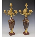 Large Fine 19C French Gilt Patinated Bronze Pair Candelabras Vases image 9