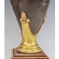 Large Fine 19C French Gilt Patinated Bronze Pair Candelabras Vases image 12