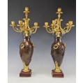 Large Fine 19C French Gilt Patinated Bronze Pair Candelabras Vases image 15