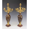 Large Fine 19C French Gilt Patinated Bronze Pair Candelabras Vases image 19