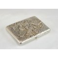 Large Heavy Imperial Russian Silver & Gold Mounted Cigarette Case, Military Scene image 3