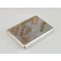Large Heavy Imperial Russian Silver & Gold Mounted Cigarette Case, Military Scene image 4