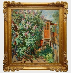 Large Oil Painting Max Birshtein Russian/Ukrainian ( 1914-2000 ) Lilac 1946