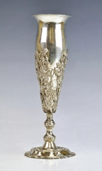 Large Rare 19C Russian Repousse Silver Vase