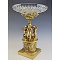 Lrg 19C French Empire Style Gilt Bronze Cut Crystal Figural Centerpiece Cherubs image 6