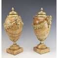 Lrg Antique French Pair of Onyx Gilt Bronze Cassoulets Urns image 5