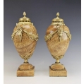 Lrg Antique French Pair of Onyx Gilt Bronze Cassoulets Urns image 8