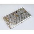 Lrg Antique Russian Silver Gold Cigarette Case with Souvenirs image 7