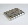 Lrg Antique Russian Silver Gold Cigarette Case with Souvenirs image 3