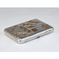 Lrg Antique Russian Silver Gold Cigarette Case with Souvenirs image 4