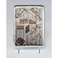 Lrg Antique Russian Silver Gold Cigarette Case with Souvenirs image 13
