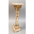Lrg Rare 19C French Onyx Gilt Bronze Enamel Pedestal image 1
