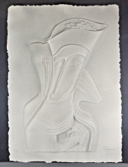 Mihail Chemiakin (Russian, b. 1943) Methaphisical Bust Cast Paper Sculpture 1988 Signed