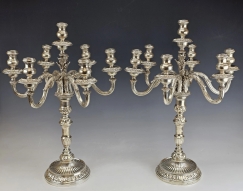 Monumental Italian Silver Pair Candelabra Candle Holders 250 toz 8 kg