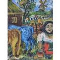 Original David Burliuk ( American/Russian 1882 - 1967 ) Oil Painting image 3