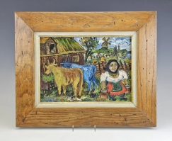 Original David Burliuk ( American/Russian 1882 - 1967 ) Oil Painting