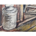 Original David Burliuk Russian/American ( 1882-1967 )Watercolor Fisherman 1938 image 5