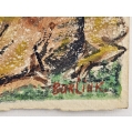Original David Burliuk Russian/American ( 1882-1967 )Watercolor Painting image 6