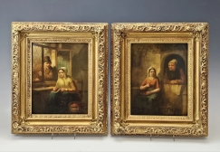 Pair 18C Dutch Old Master Oil Paintings