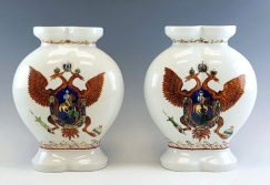 Pair 19C Chinese Export Russian Porcelain Vases St.George