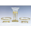 Pair Antique French Gilt Bronze Crystal Serving Bowls image 1