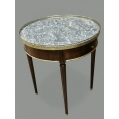 Pair Antique French Louis XVI Mahogany Gilt Bronze Marble Bouillotte Tables image 4