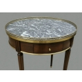 Pair Antique French Louis XVI Mahogany Gilt Bronze Marble Bouillotte Tables image 5