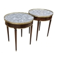Pair Antique French Louis XVI Mahogany Gilt Bronze Marble Bouillotte Tables image 7