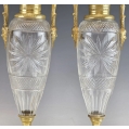 Pair of Antique 19C French Cut Crystal and Gilt Bronze Empire Vases image 1