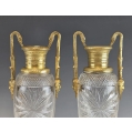 Pair of Antique 19C French Cut Crystal and Gilt Bronze Empire Vases image 2
