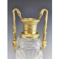 Pair of Antique 19C French Cut Crystal and Gilt Bronze Empire Vases image 3