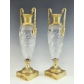 Pair of Antique 19C French Cut Crystal and Gilt Bronze Empire Vases image 7