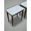 Pair of Antique French Louis XVI Style Marble-Top Side, Lamp Tables, early 20C image 1