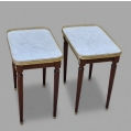 Pair of Antique French Louis XVI Style Marble-Top Side, Lamp Tables, early 20C image 2
