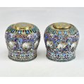 Pair of Imperial Russian Silver-Gilt Cloisonné Enamel Nevalyashka (Rocking Shot Cups) with Swans, Moscow, 1883 image 2