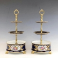 Pair of Old Paris Porcelain Dessert Étagères Cobalt Blue & Gilt Bronze 19C image 1