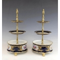 Pair of Old Paris Porcelain Dessert Étagères Cobalt Blue & Gilt Bronze 19C image 6
