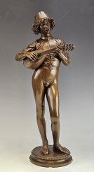 Paul Dubois French (1829-1905) Le Chanteur Florentin Bronze Statue Barbedienne