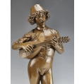 Paul Dubois French (1829-1905) Le Chanteur Florentin Bronze Statue Barbedienne image 1