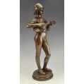 Paul Dubois French (1829-1905) Le Chanteur Florentin Bronze Statue Barbedienne image 5