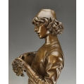 Paul Dubois French (1829-1905) Le Chanteur Florentin Bronze Statue Barbedienne image 9