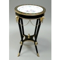 Rare 19C French Napoleon III Ebonized Marquetry, Porcelain Gilt Bronze Guéridon image 1