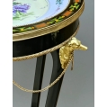 Rare 19C French Napoleon III Ebonized Marquetry, Porcelain Gilt Bronze Guéridon image 5