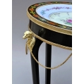 Rare 19C French Napoleon III Ebonized Marquetry, Porcelain Gilt Bronze Guéridon image 6