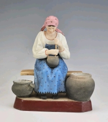Rare 19C Russian Gardner Porcelain Figurine The Peasant Woman