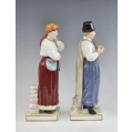 Rare 19C Russian Pair Porcelain Popov Manufactory Figurines Ukrainian Peasants image 8